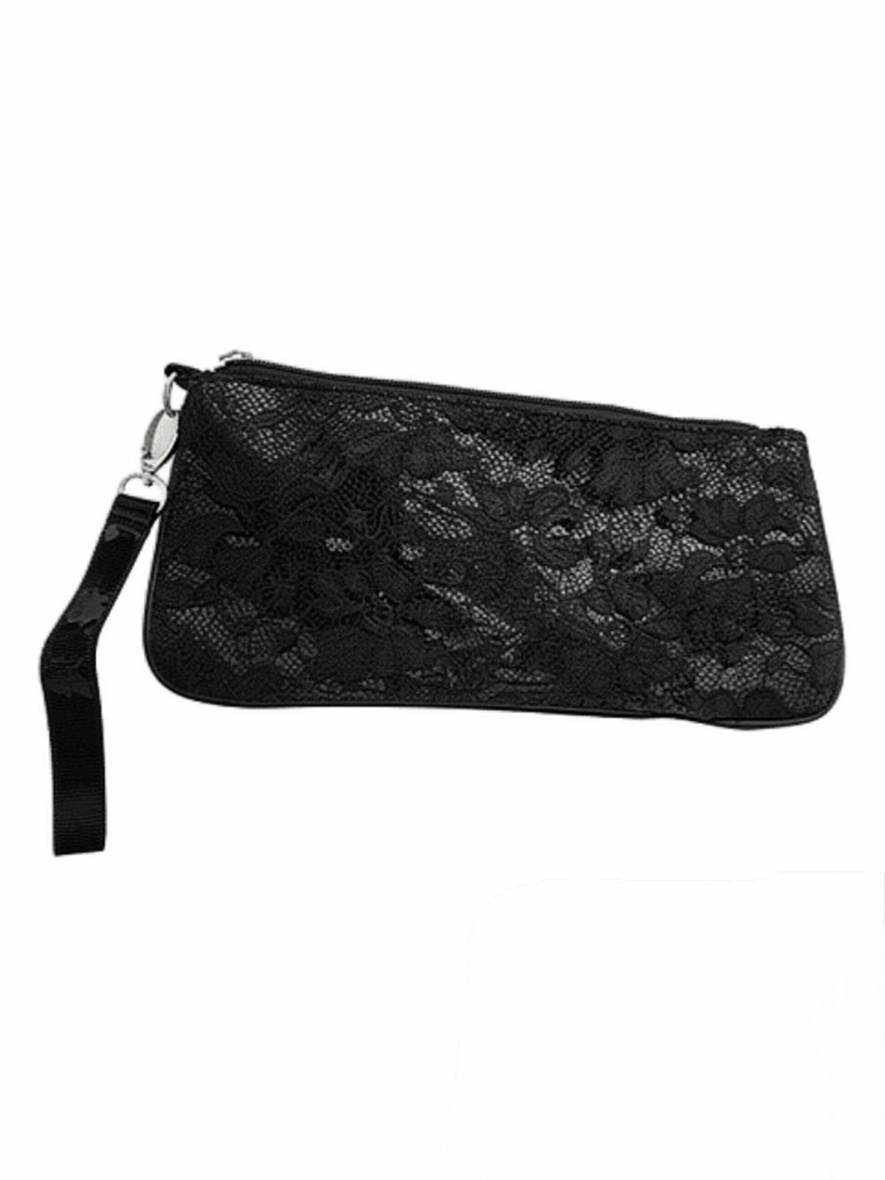 Elegant Black Lace Patent Leather Evening Wristlet